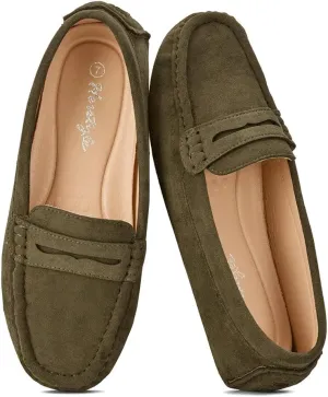 Herstyle Women's Penny Loafers, Slip On Flats for Business & Work, Comfortable Driving Moccasins with Cushioned Footbed, Lightweight Dressy Shoes for Women (Trendy 2025)