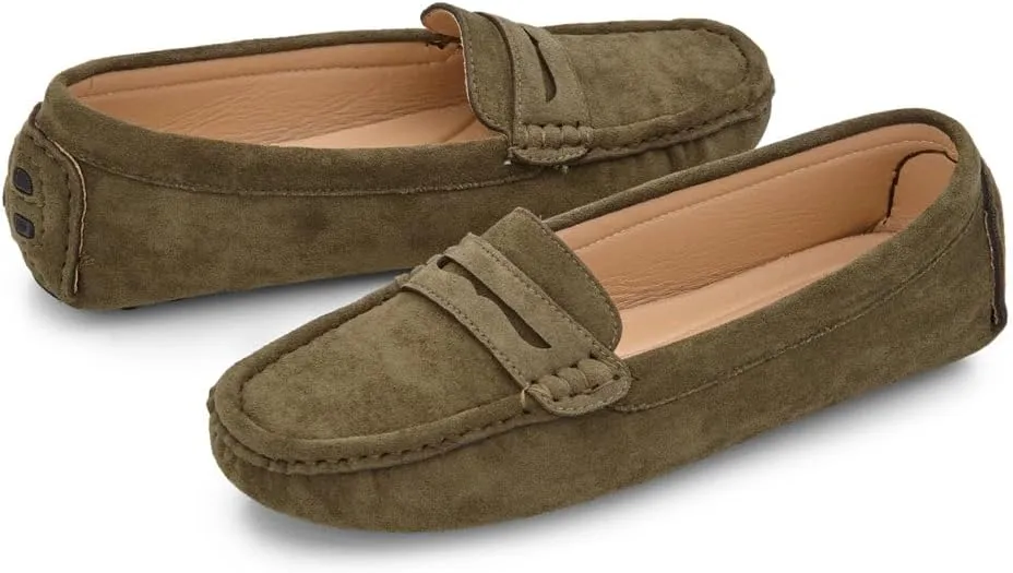 Herstyle Women's Penny Loafers, Slip On Flats for Business & Work, Comfortable Driving Moccasins with Cushioned Footbed, Lightweight Dressy Shoes for Women (Trendy 2025)