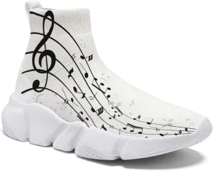 Hetios Men’s Athletic Running Shoes Slip on Casual Tennis Sports Shoes Musical Notes Mesh Sneakers for Womens Fashion Graffiti Painted Shoes
