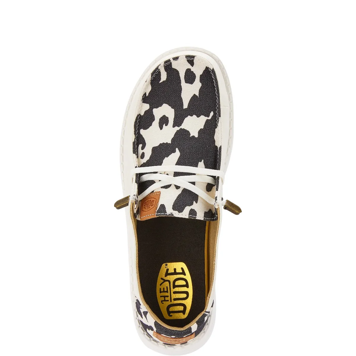 Hey Dude White/Black Cow Print Wendy Animal Women's Casual Shoes 41037-11G