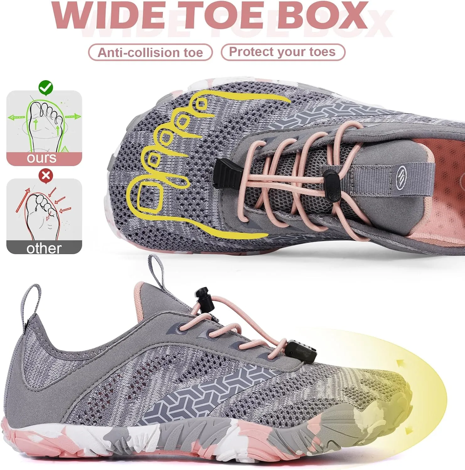 Hike Barefoot Shoes Women Men with Wide Toe Box Footwear Healthy Non-Slip Hike Beach Pool Aqua Swim Surf Hiking Running Athletic Water Shoe