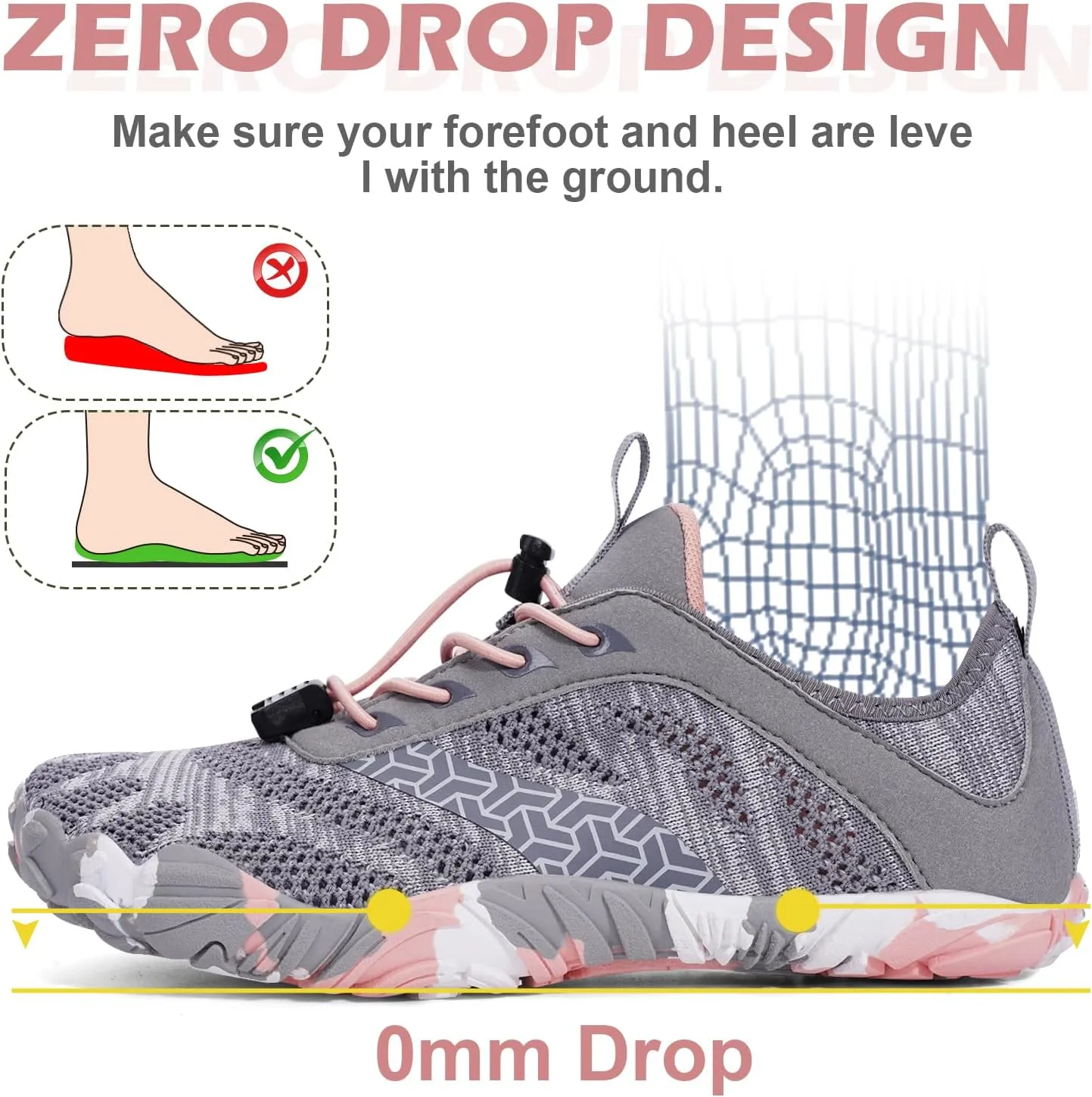 Hike Barefoot Shoes Women Men with Wide Toe Box Footwear Healthy Non-Slip Hike Beach Pool Aqua Swim Surf Hiking Running Athletic Water Shoe