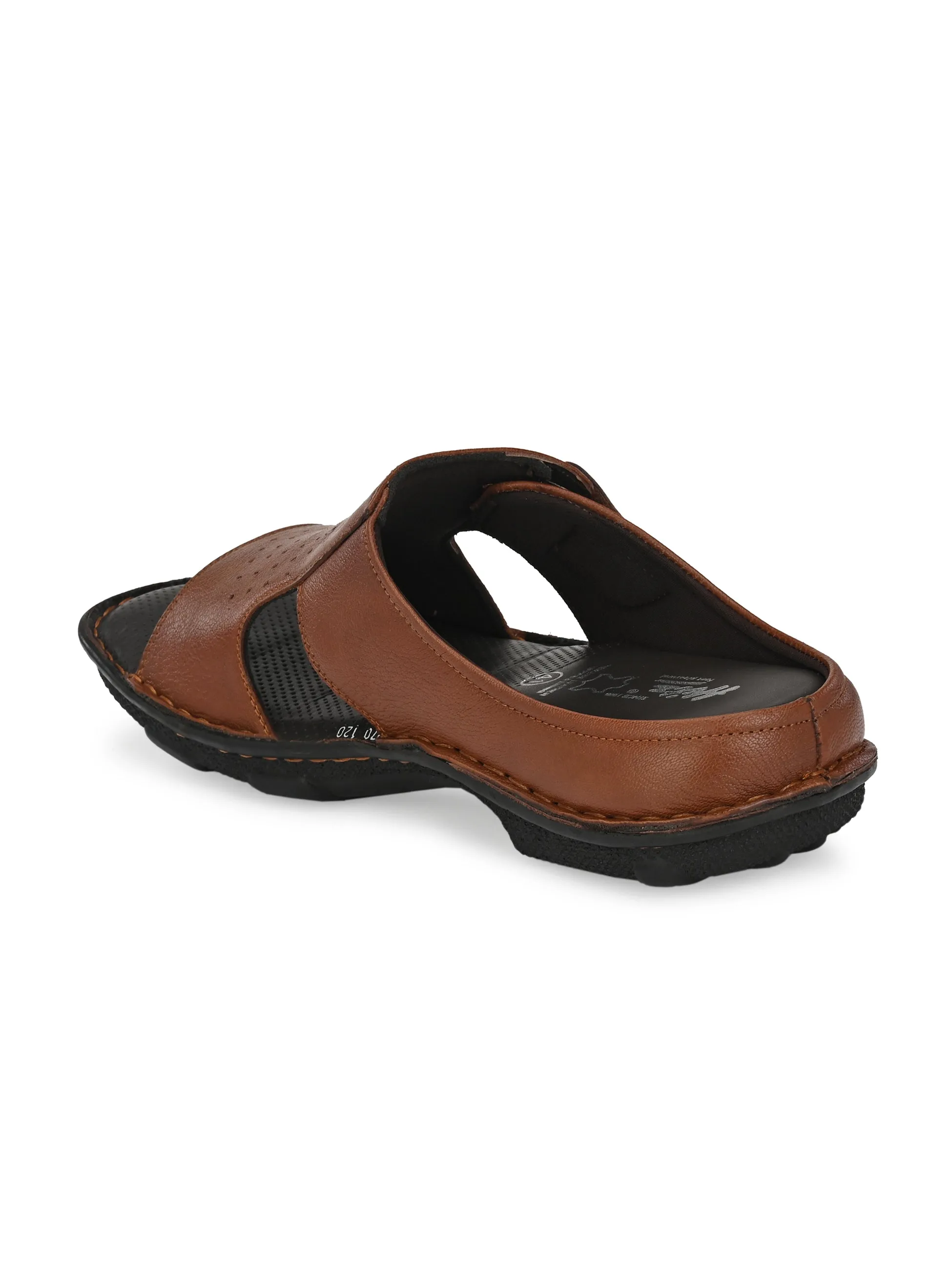 Hitz Men's Tan Leather Comfort Slippers