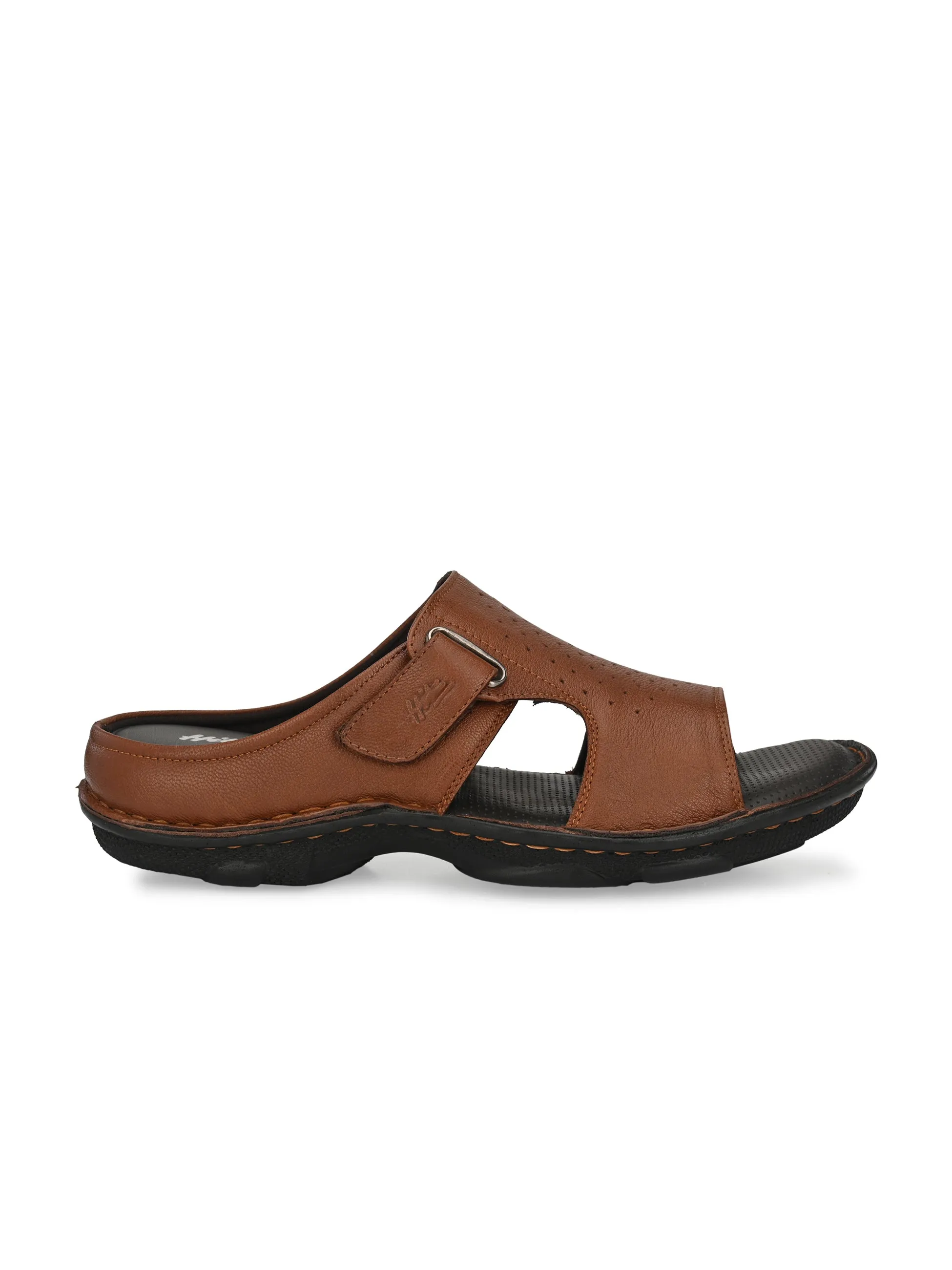 Hitz Men's Tan Leather Comfort Slippers