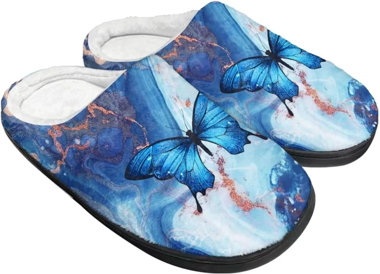 Home Fluffy Slippers, Soft Warm Scuff Slippers for Winter, Anti-Slip House Shoes for Indoor Outdoor