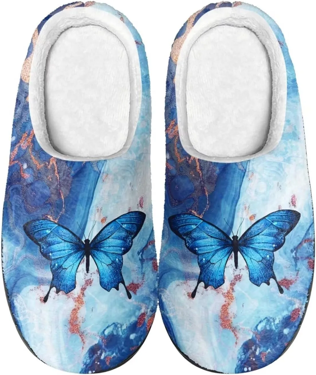 Home Fluffy Slippers, Soft Warm Scuff Slippers for Winter, Anti-Slip House Shoes for Indoor Outdoor