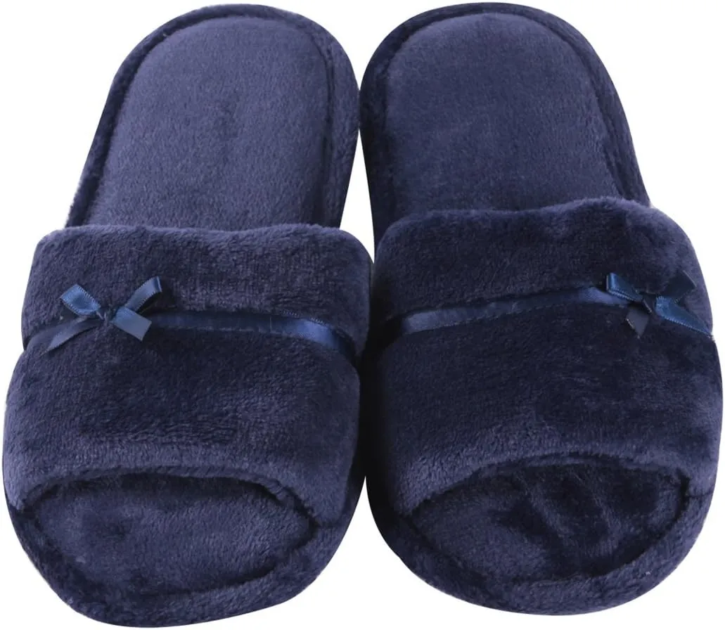 Home Slipper Open Toe Slippers Womens Soft Fuzzy Flannel Memory Foam Non-Slip Indoor Slippers