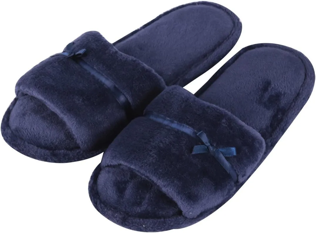 Home Slipper Open Toe Slippers Womens Soft Fuzzy Flannel Memory Foam Non-Slip Indoor Slippers