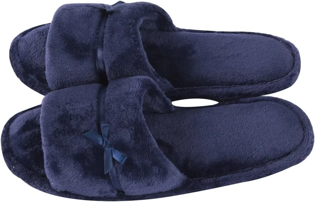 Home Slipper Open Toe Slippers Womens Soft Fuzzy Flannel Memory Foam Non-Slip Indoor Slippers