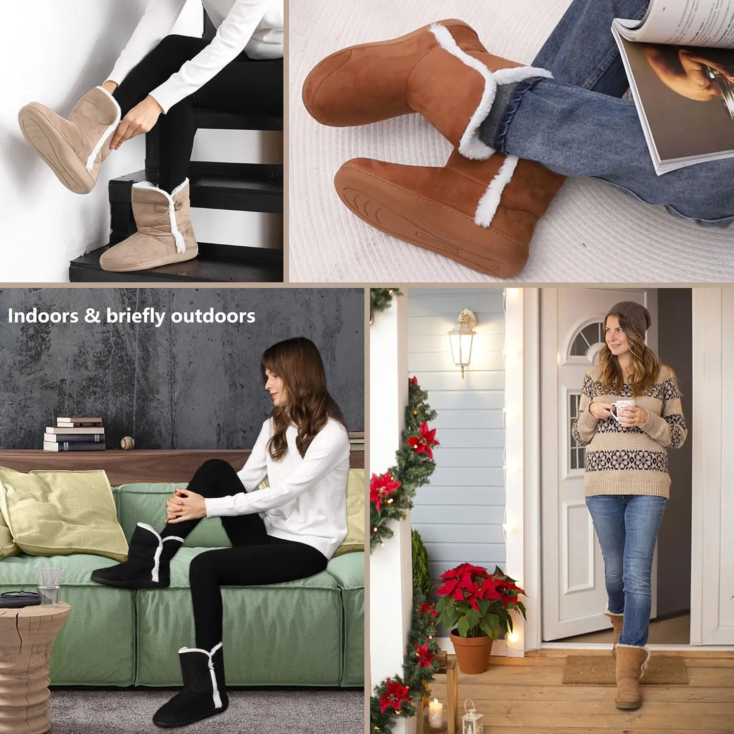 Home Slipper Women's Winter Warm Memory Foam Indoor House Slippers Boots
