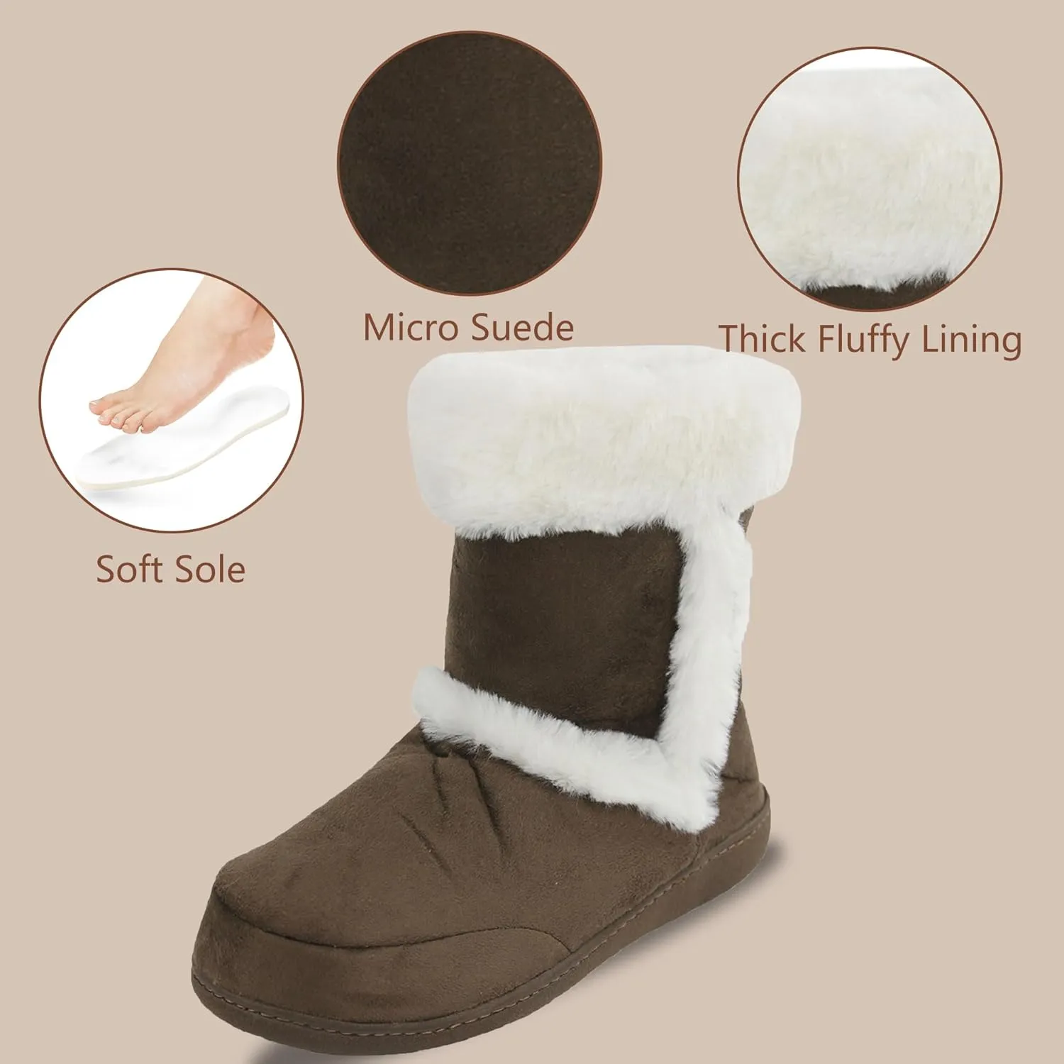 Home Slipper Women's Winter Warm Memory Foam Indoor House Slippers Boots