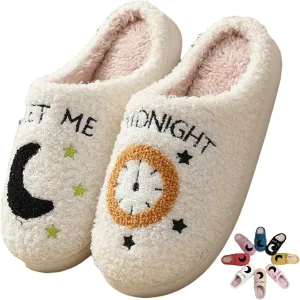 Home Slippers Winter Warm Plush Slippers Comfy Slippers for Women Men Indoor House Fluffy Couple Slippers Soft Cozy Non-Slip Sole Shoes Bedroom Slippers Fuzzy Moon Slippers