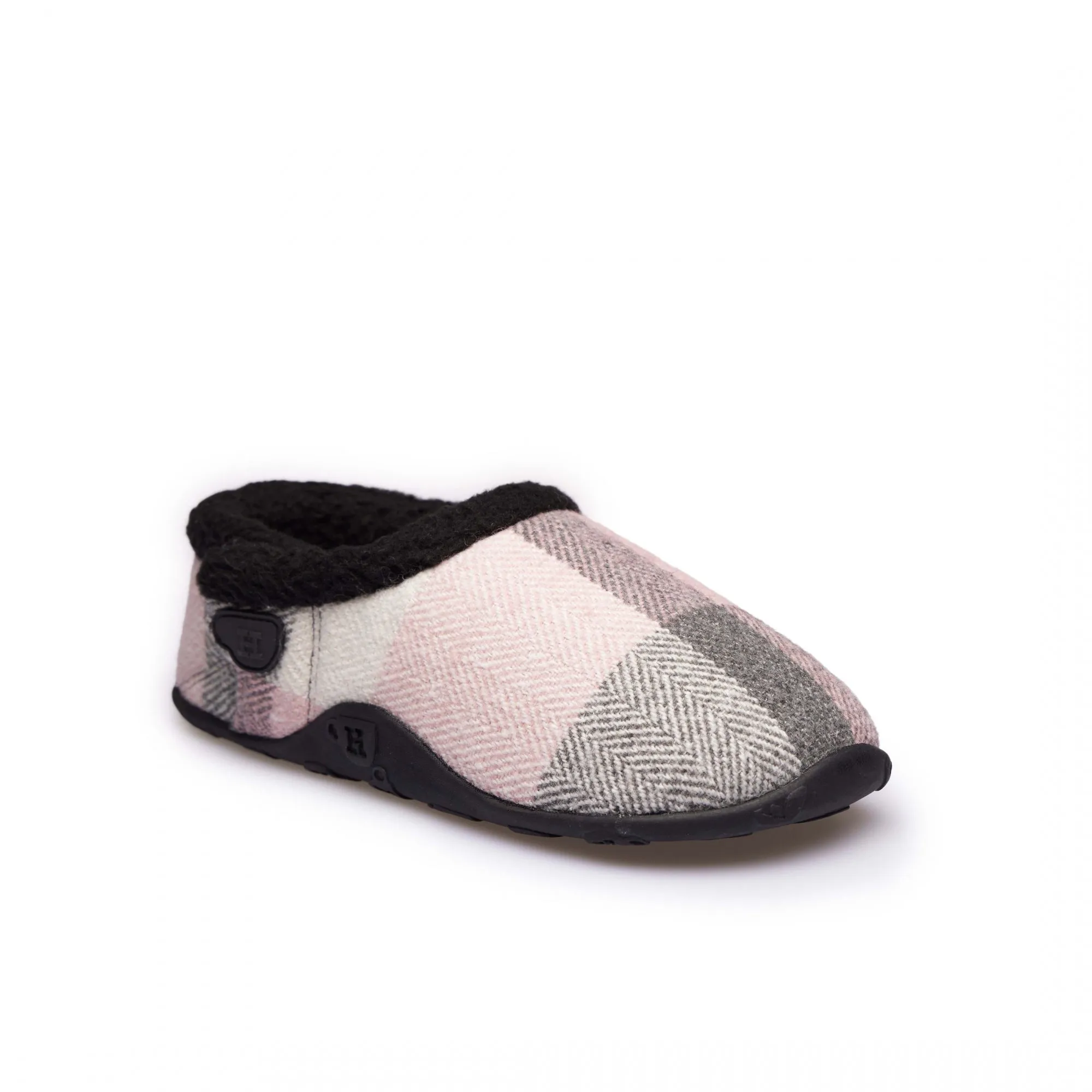 Homeys CHARLOTTE Womens Full Slippers Pink/Grey/Cream Check