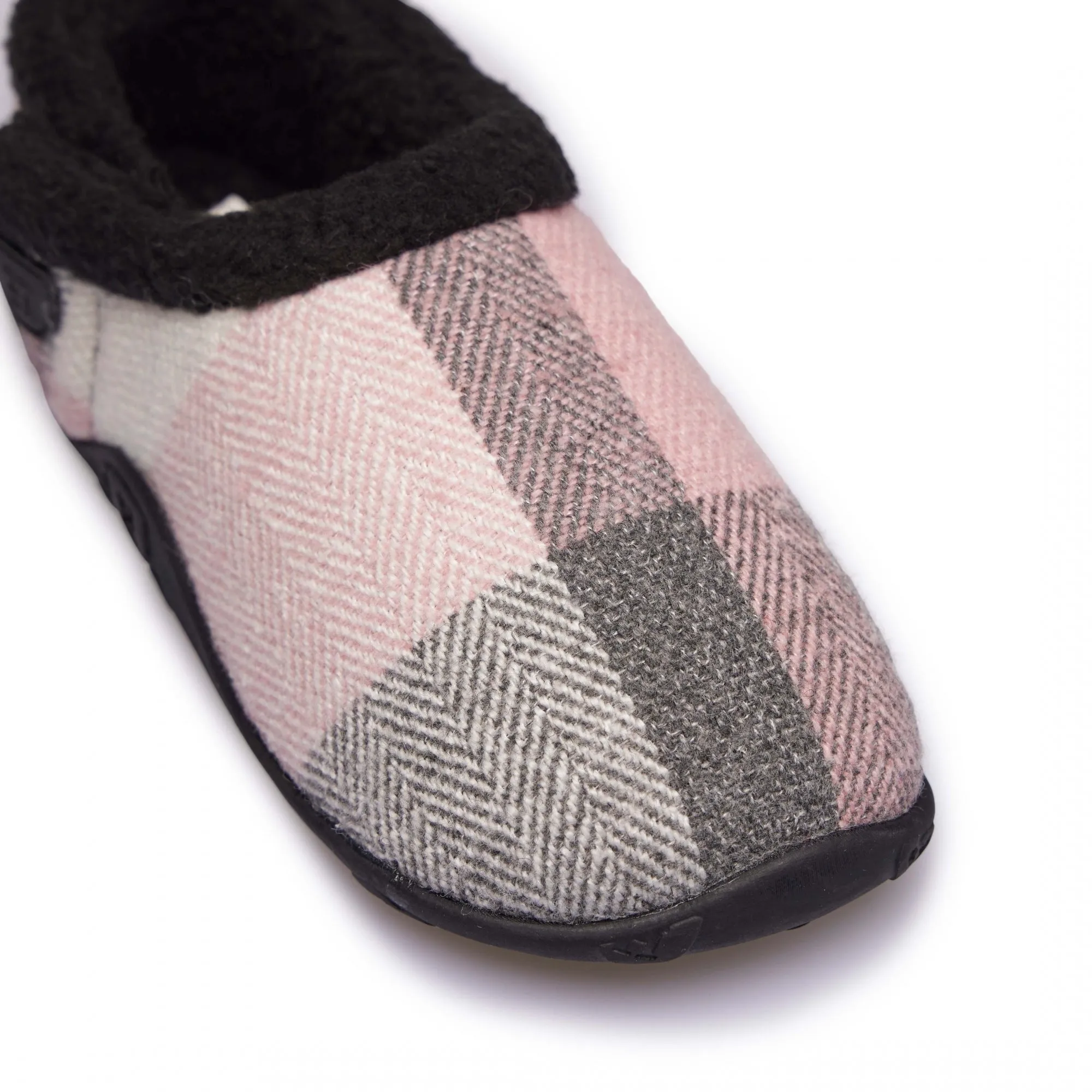 Homeys CHARLOTTE Womens Full Slippers Pink/Grey/Cream Check