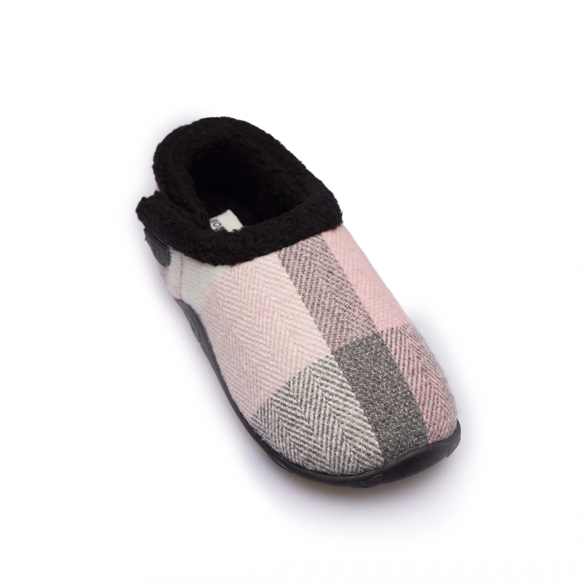 Homeys CHARLOTTE Womens Full Slippers Pink/Grey/Cream Check