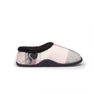 Homeys CHARLOTTE Womens Full Slippers Pink/Grey/Cream Check