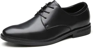HOOENG Oxford Shoes for Men Lace Up Derby Shoes Round Toe Vegan Leather Low Top Resistant Non Slip Block Heel Classic (Color : Black, Size : 8)