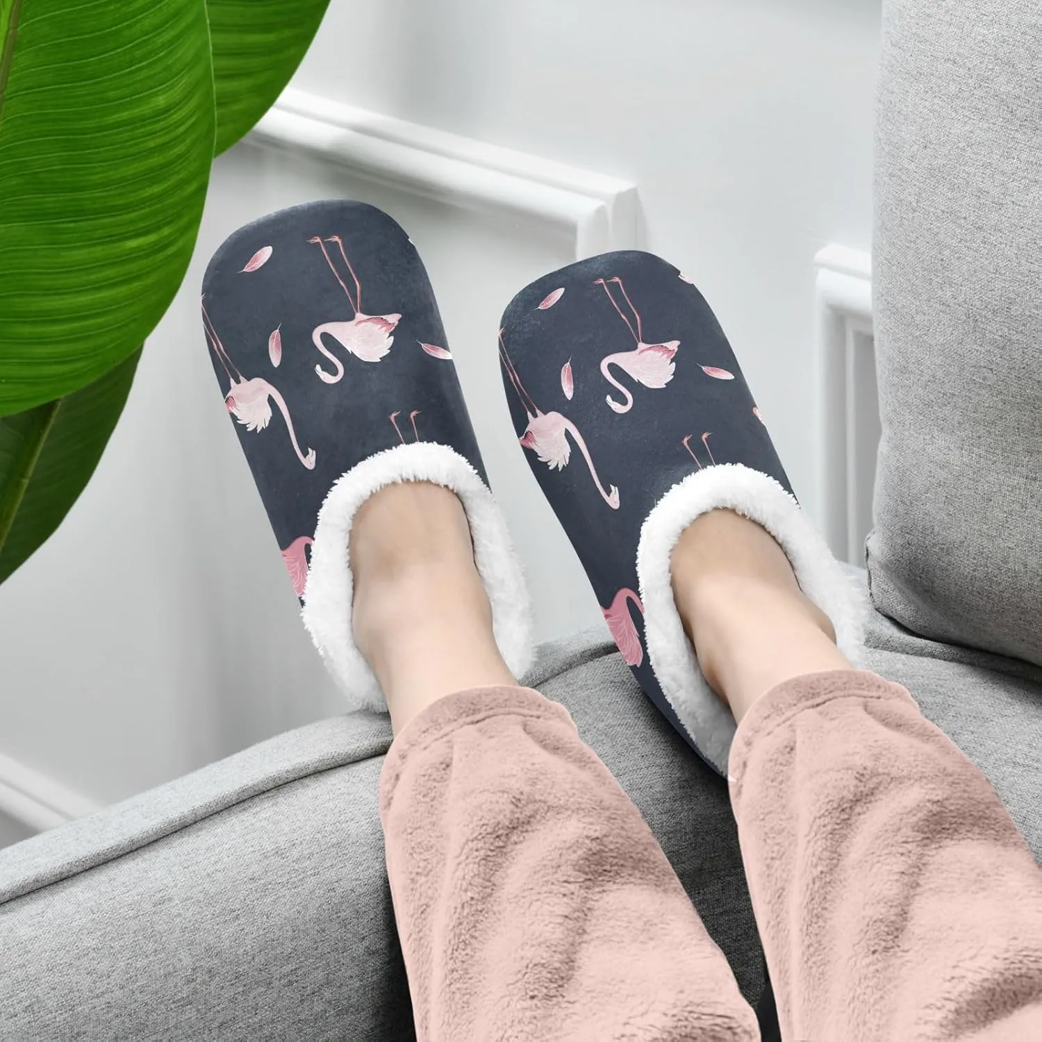 House Slippers Fuzzy Memory Foam Soft Slipper Socks for Woman Men