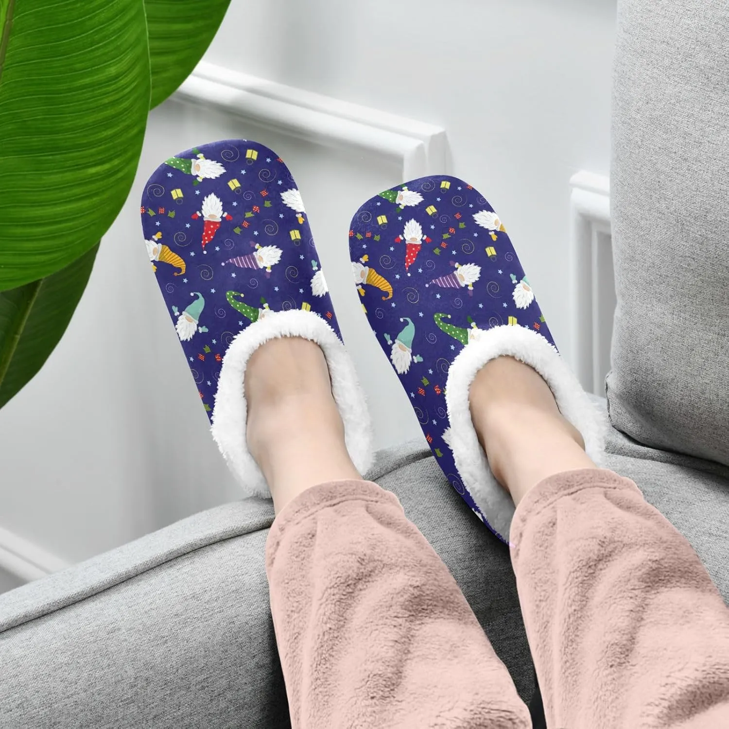 House Slippers Fuzzy Memory Foam Soft Slipper Socks for Woman Men