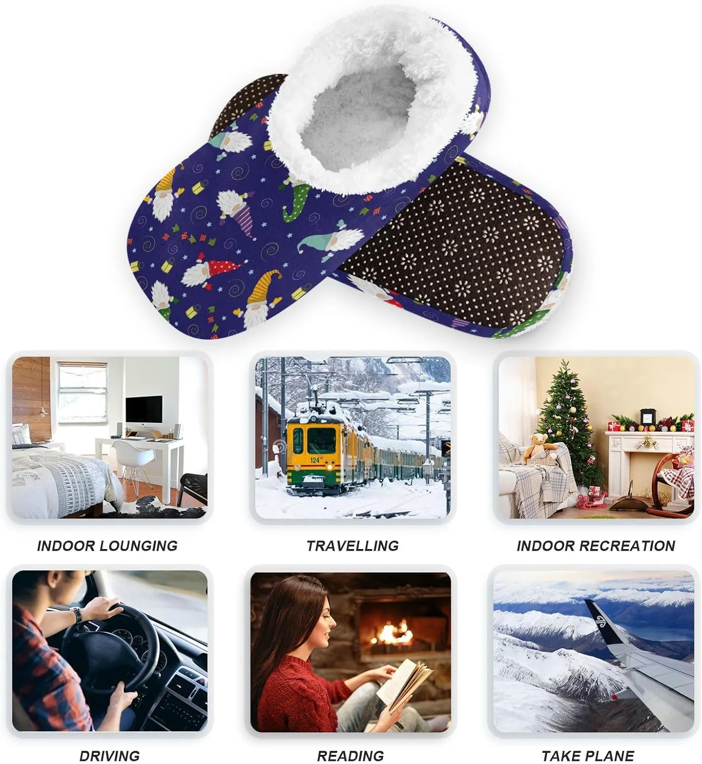 House Slippers Fuzzy Memory Foam Soft Slipper Socks for Woman Men
