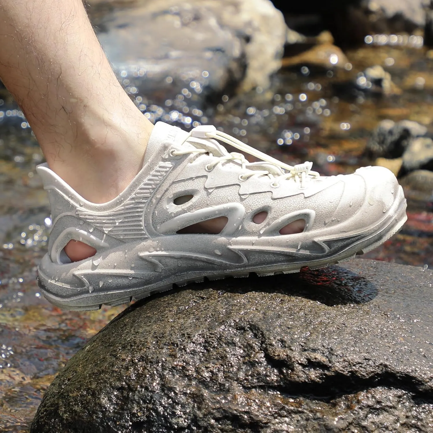 HUMTTO Men's Summer Sports Sandals Breathable Quick-Drying Soft Bottom Slippers Outdoor Wading Tracing Beach Shoes Water Activities Shoes