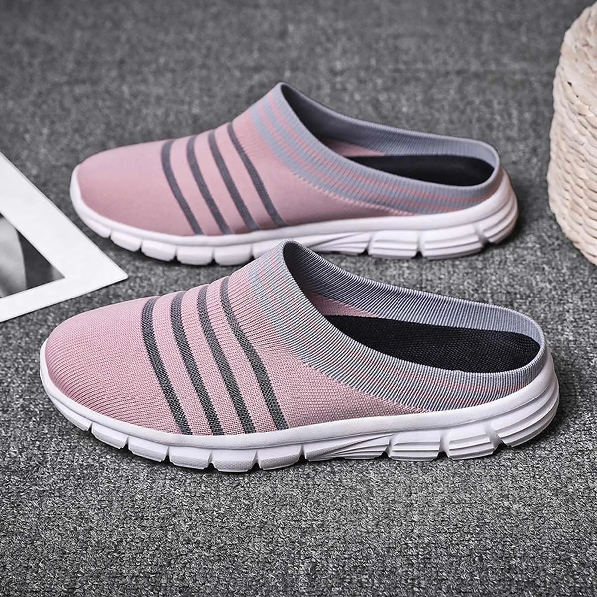 HYDLONGR Men's Women's Lightweight Breathable Knitted Mesh Upper Garden Sandals Quick-Drying Slippers Mules Clogs Shoes Indoor Outdoor