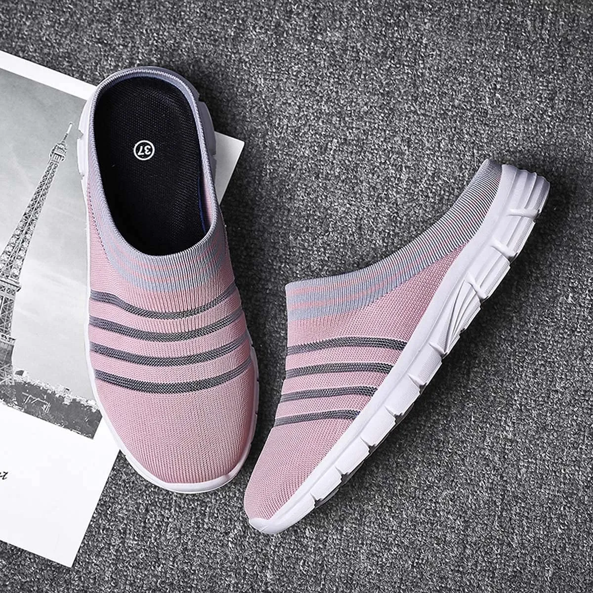 HYDLONGR Men's Women's Lightweight Breathable Knitted Mesh Upper Garden Sandals Quick-Drying Slippers Mules Clogs Shoes Indoor Outdoor