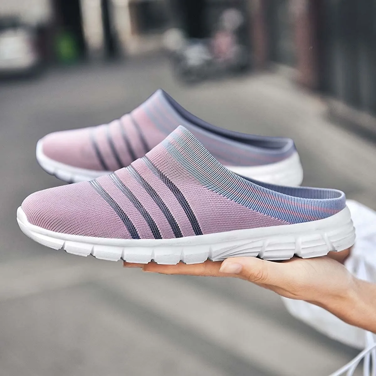HYDLONGR Men's Women's Lightweight Breathable Knitted Mesh Upper Garden Sandals Quick-Drying Slippers Mules Clogs Shoes Indoor Outdoor