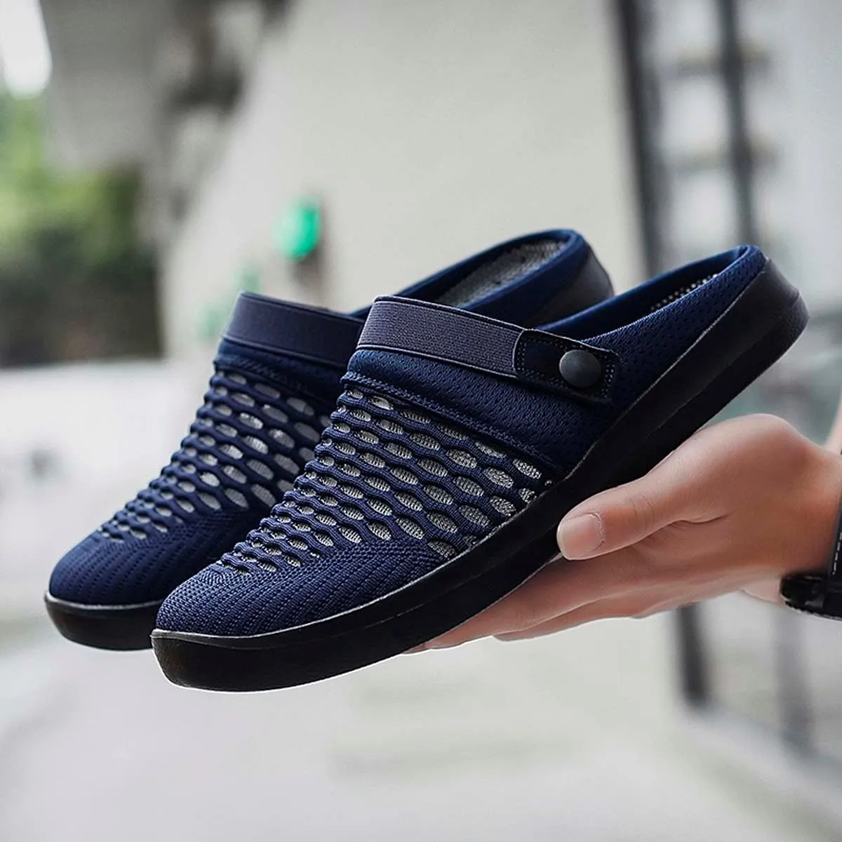 HYDLONGR Men's Women's Lightweight Breathable Knitted Upper Quick Drying Non-Slip Garden Sandals Beach Slippers Clogs Shoes