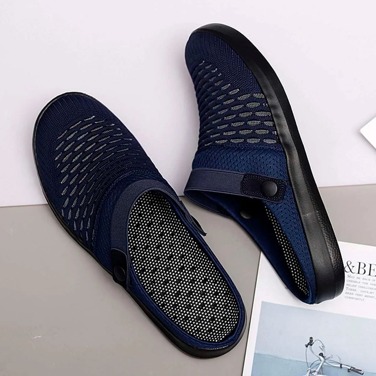 HYDLONGR Men's Women's Lightweight Breathable Knitted Upper Quick Drying Non-Slip Garden Sandals Beach Slippers Clogs Shoes
