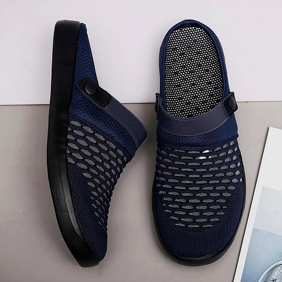 HYDLONGR Men's Women's Lightweight Breathable Knitted Upper Quick Drying Non-Slip Garden Sandals Beach Slippers Clogs Shoes
