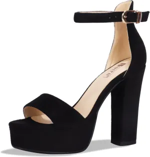 IDIFU Women's Platform Chunky High Heel Sexy Sandals Ankle Strap Open Toe Heeled Shoes for Wedding Party Evening