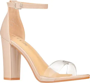 ILLUDE Women’s Open Toe Ankle Strap Chunky Block High Heel - Formal, Wedding, Party Classic Heeled Sandals - Ruby