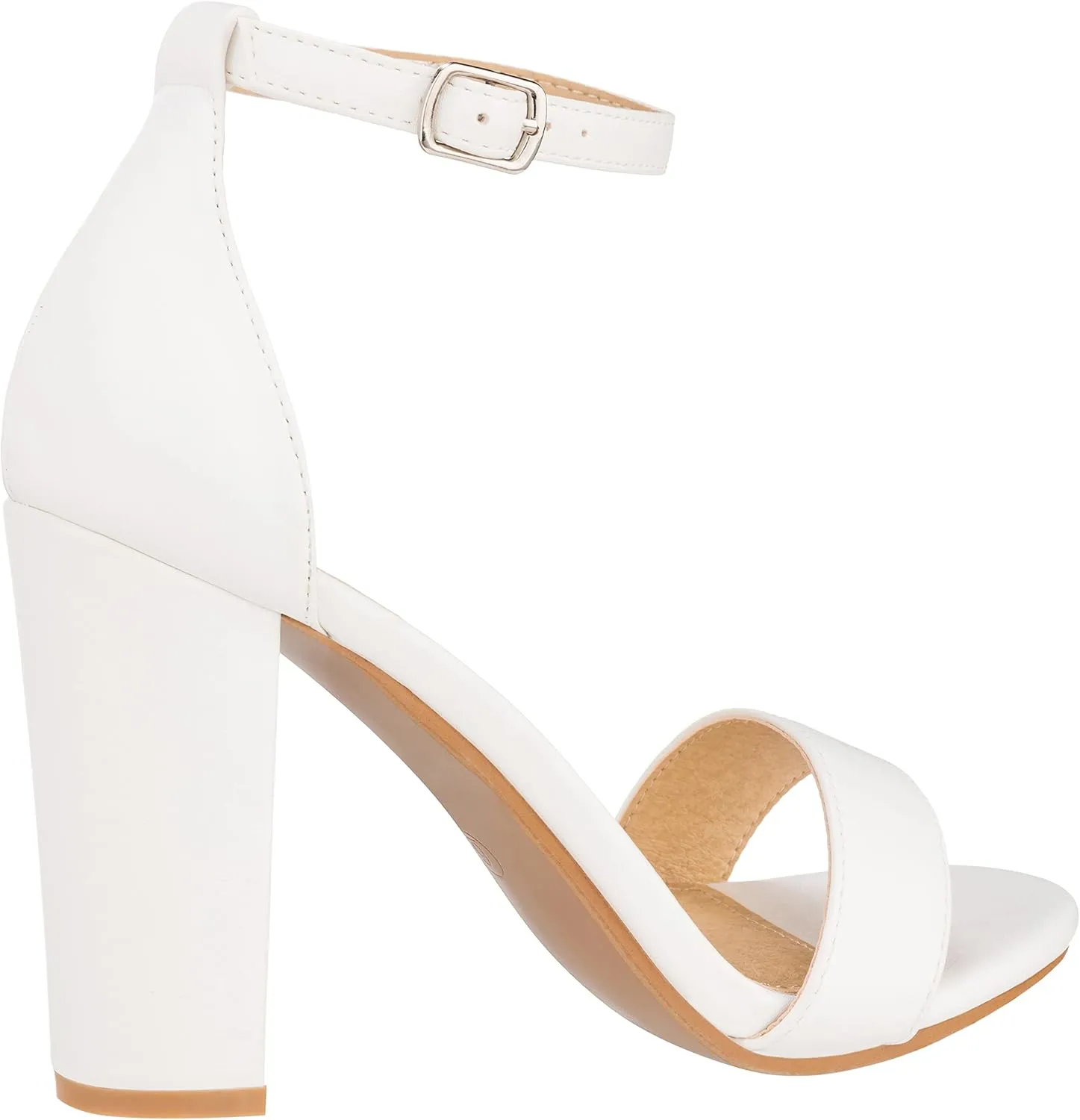ILLUDE Women’s Open Toe Ankle Strap Chunky Block High Heel - Formal, Wedding, Party Classic Heeled Sandals - Ruby