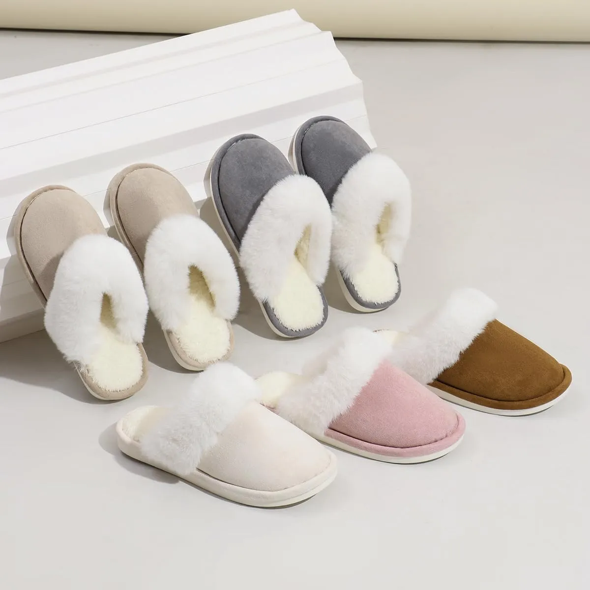 Imtosec Dreamtoe Slippers For Women, 2024 Dreamtoe Winter Warm Plush Faux Fur Lined Indooor House Slides, Women's Fuzzy Memory Foam Slippers Fluffy Winter House Shoes Indoor and Outdoor