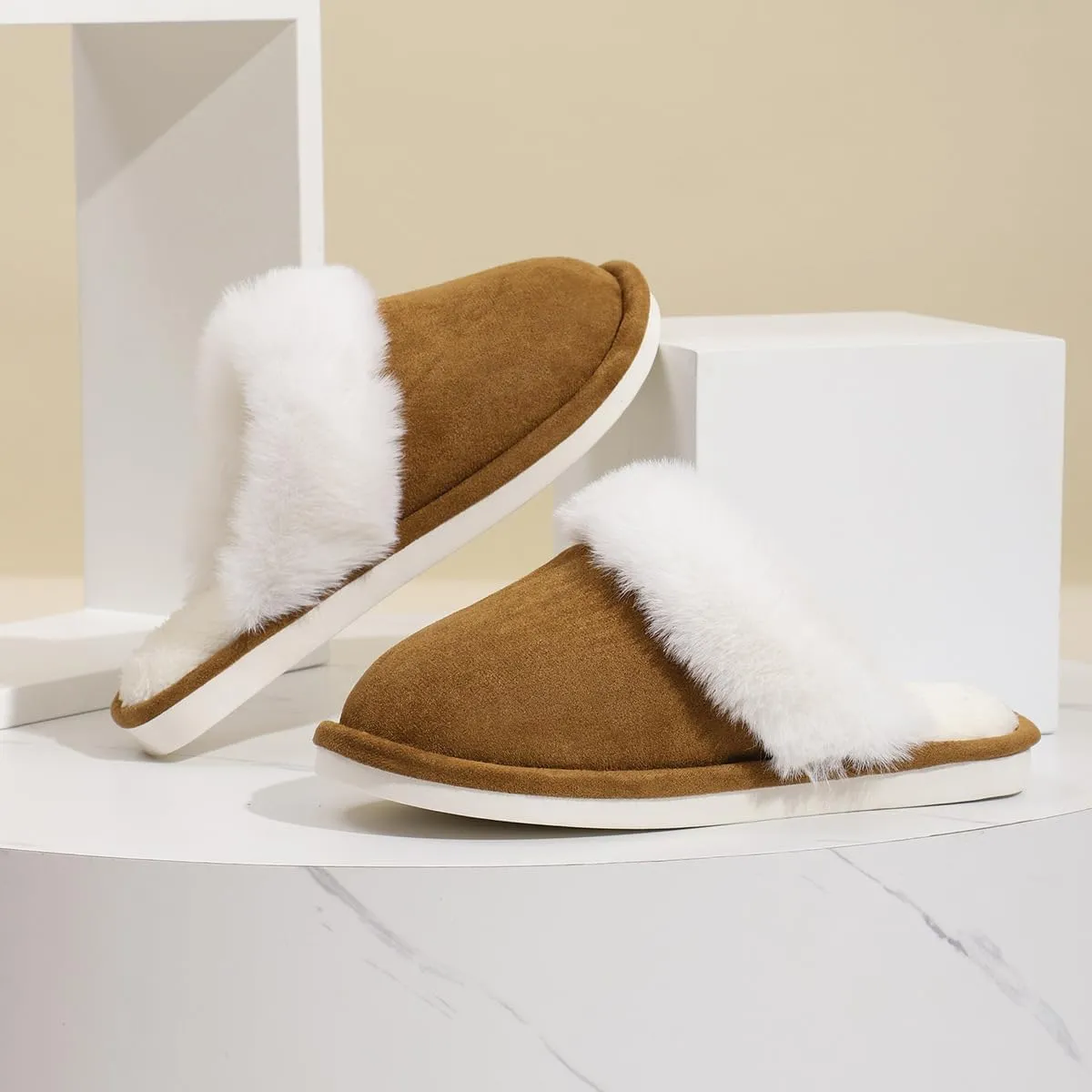 Imtosec Dreamtoe Slippers For Women, 2024 Dreamtoe Winter Warm Plush Faux Fur Lined Indooor House Slides, Women's Fuzzy Memory Foam Slippers Fluffy Winter House Shoes Indoor and Outdoor