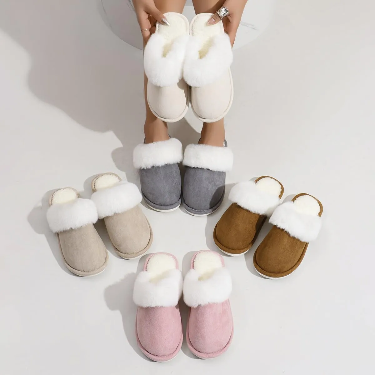 Imtosec Dreamtoe Slippers For Women, 2024 Dreamtoe Winter Warm Plush Faux Fur Lined Indooor House Slides, Women's Fuzzy Memory Foam Slippers Fluffy Winter House Shoes Indoor and Outdoor