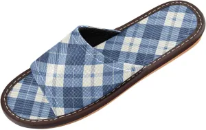 Indigo Buffalo Checks Womens Bathroom Shower Slippers Washable Dorm Home Slides for Outdoor Outdoor Beach