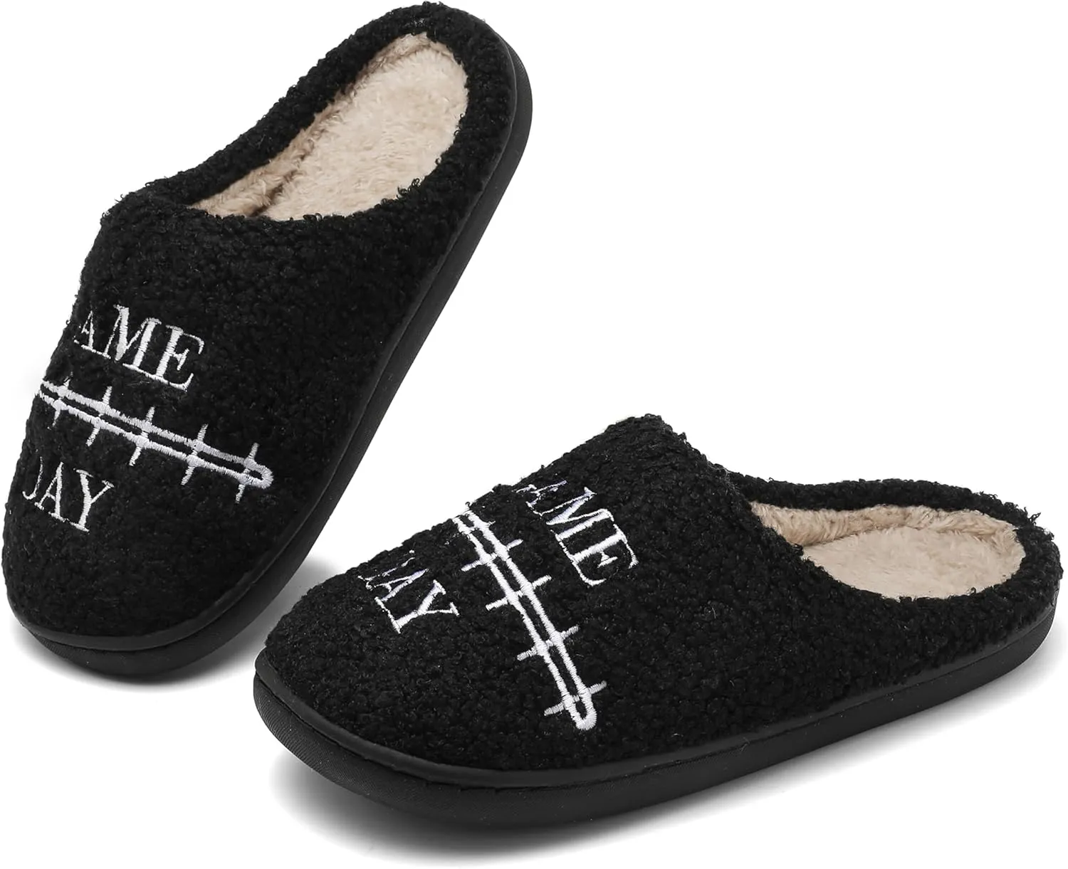 INMINPIN Women Men Ball Sports Slippers Soft Curly Plush House Shoes Cozy Bedroom Slippers Indoor Outdoor with Non Slip Sole for Sports Fan