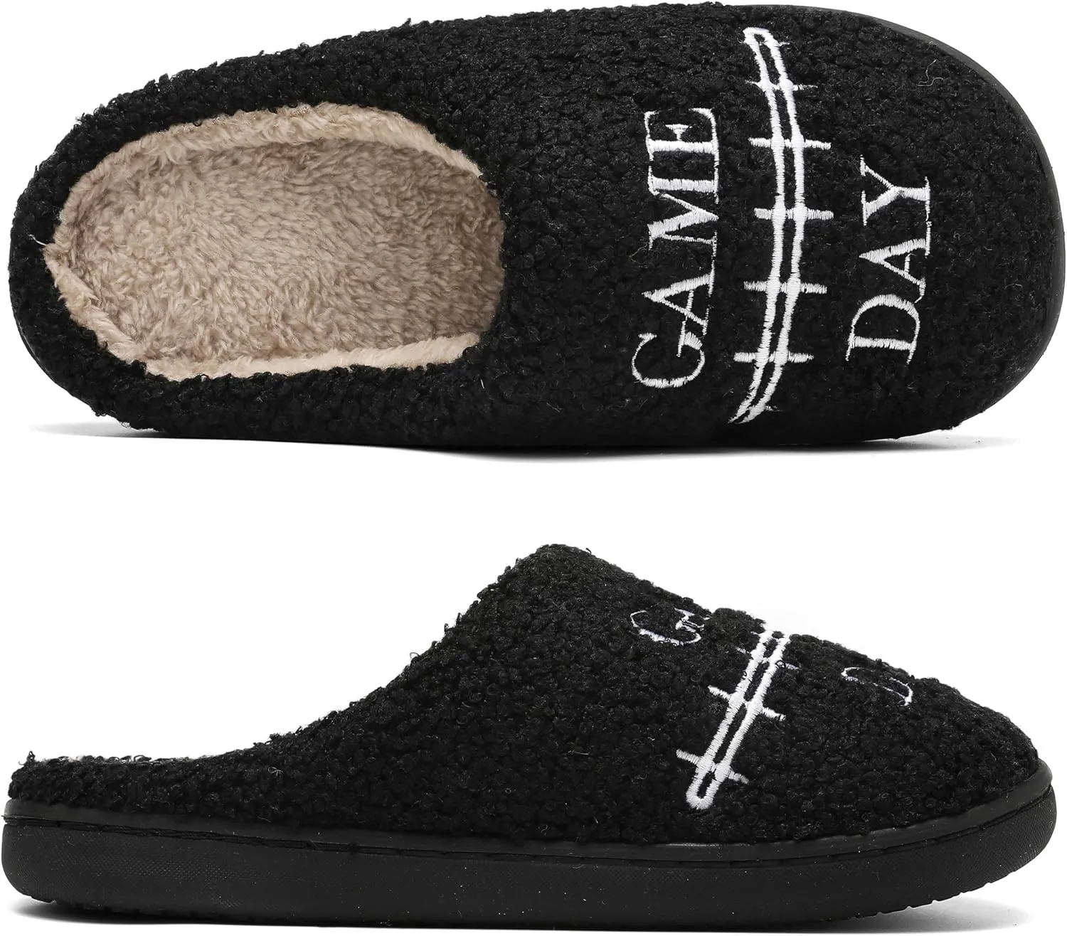 INMINPIN Women Men Ball Sports Slippers Soft Curly Plush House Shoes Cozy Bedroom Slippers Indoor Outdoor with Non Slip Sole for Sports Fan