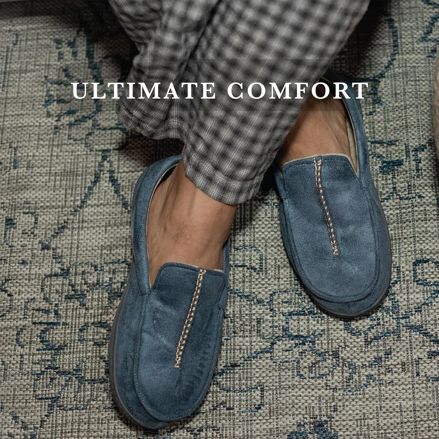isotoner Men's Liam Microsuede Moccasin Slipper with Memory Foam, Microterry Lining, Versatile Sole