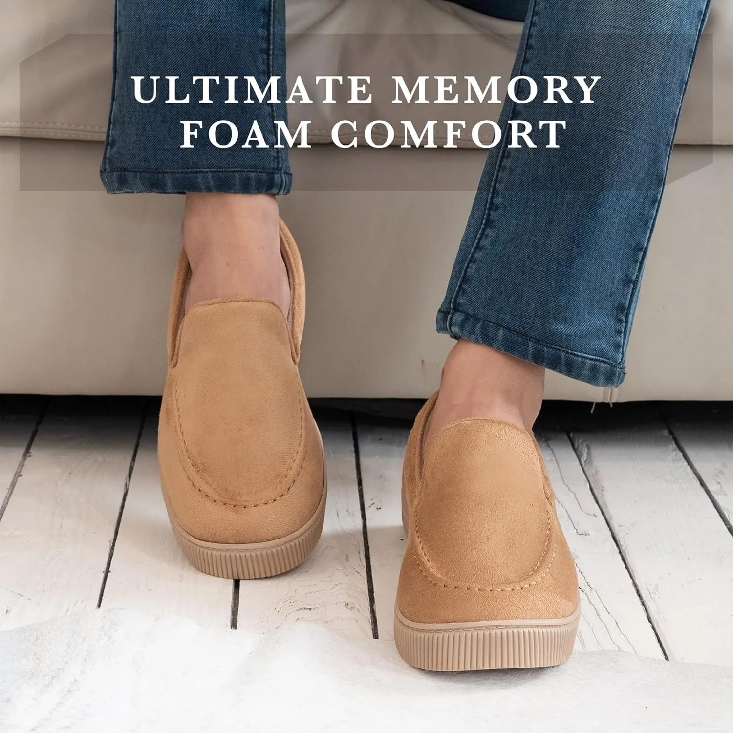 isotoner Men's Microsuede and Canvas Closed Back Slipper: Indoor/Outdoor, Memory Foam, Machine Wash