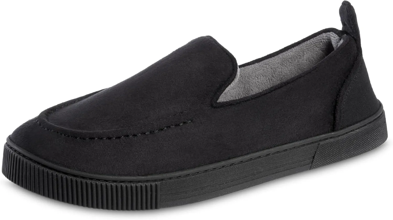 isotoner Men's Microsuede and Canvas Closed Back Slipper: Indoor/Outdoor, Memory Foam, Machine Wash