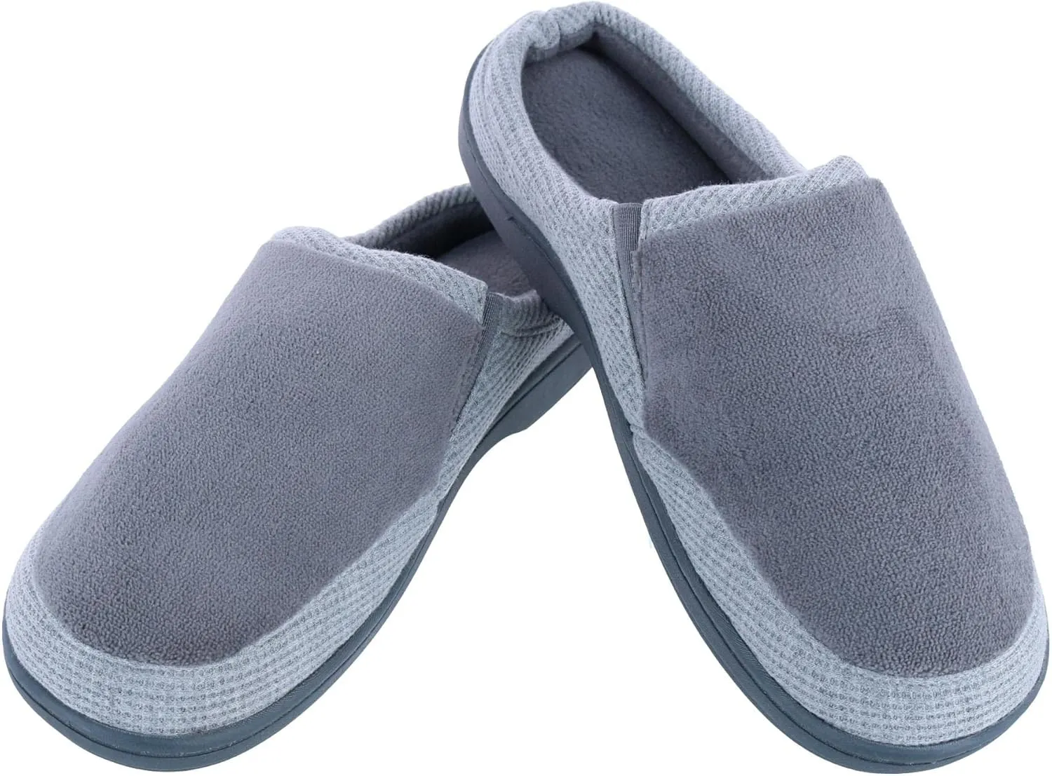 isotoner Men's Microterry and Waffle Travis Slip-on Hoodback Slipper