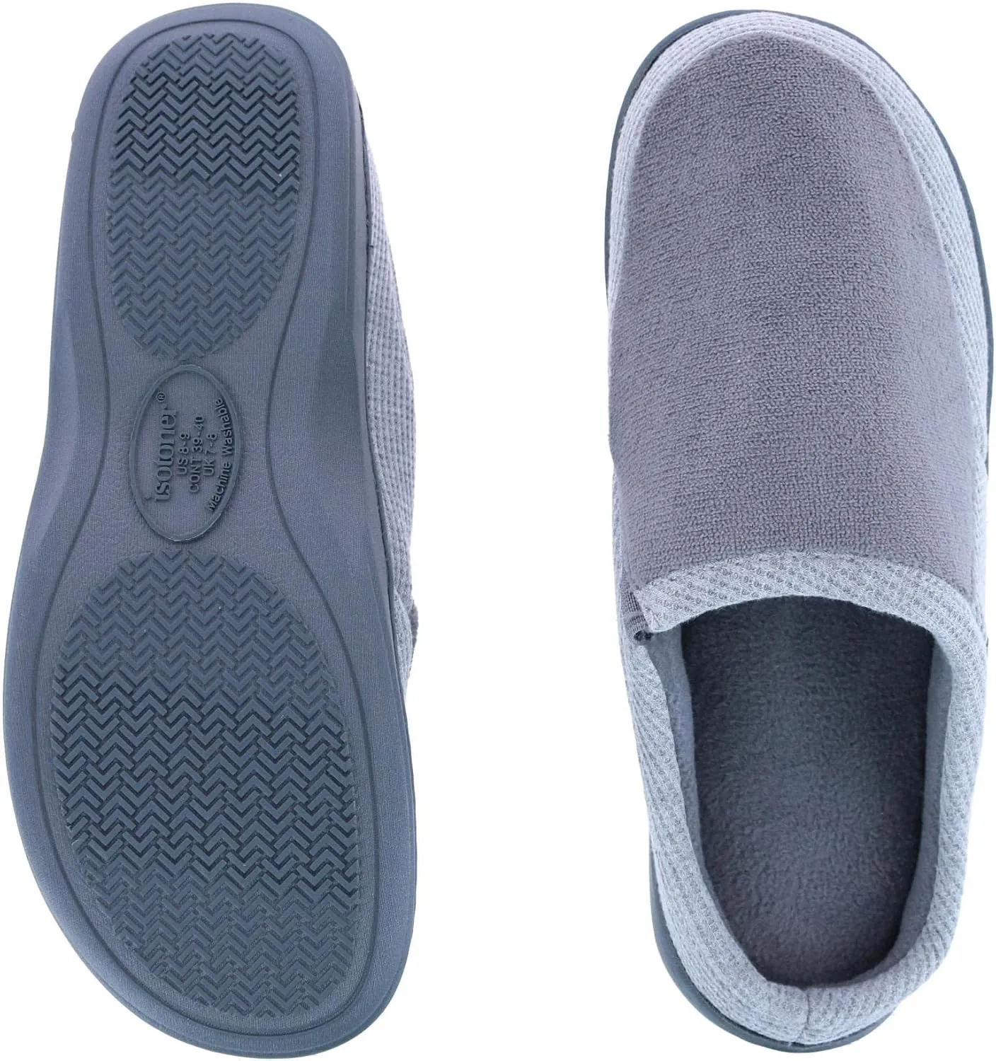 isotoner Men's Microterry and Waffle Travis Slip-on Hoodback Slipper