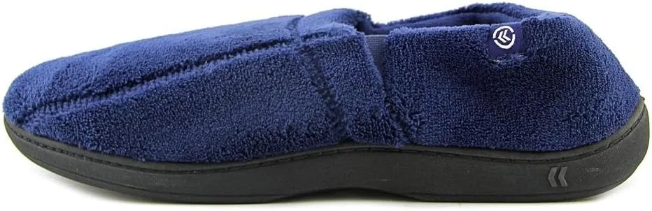 Isotoner Men's Microterry Moccasin Slipper with Memory Foam, Heel Cushion and Versatile Sole