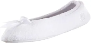 Isotoner Women’s Classic Terry Ballerina Slipper: Soft, Breathable, Terry Lined, Satin Bow, Secure Fit