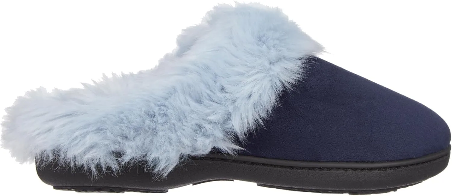 isotoner Women's Velour Hoodback Slipper: Non-Slip Sole, Indoor/Outdoor, Memory Foam, Machine Washable