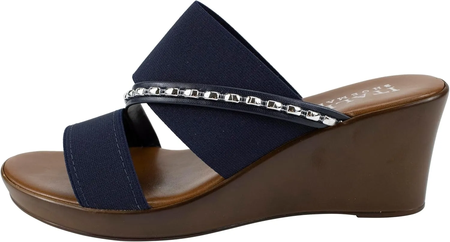 ITALIAN Shoemakers Pert Women's Wedge Open Toe Strap Sandal for Women
