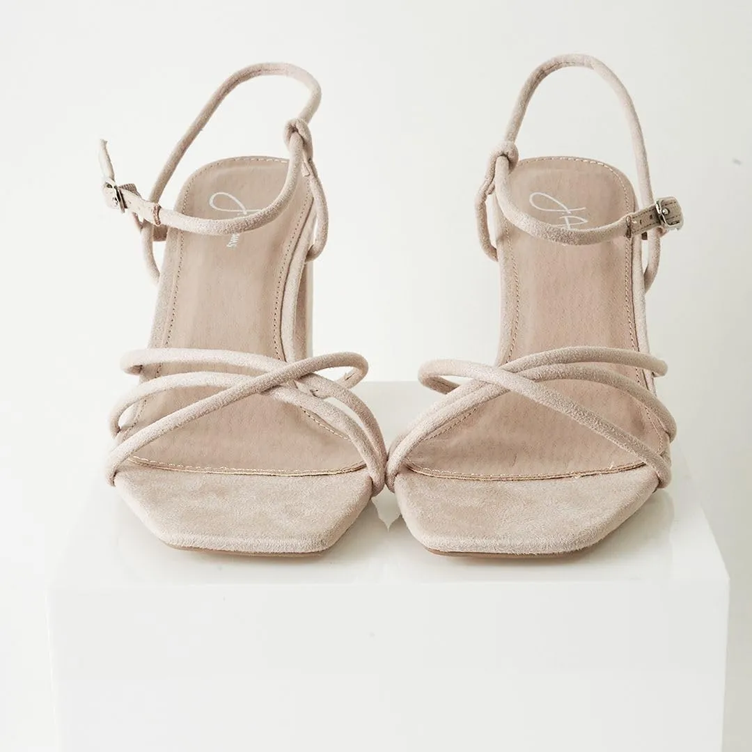 J. Adams Camila Sandals for Women - Square Open Toe Strappy Mid Block Heels
